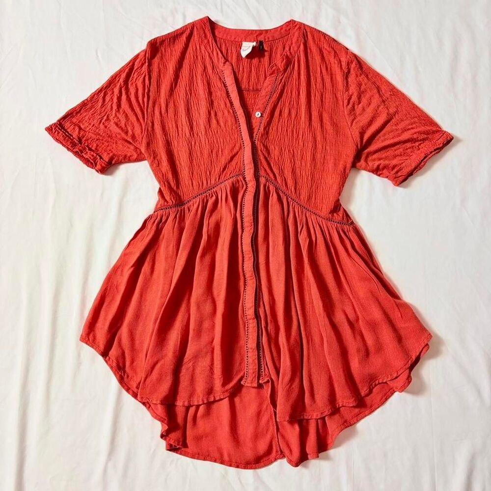 Anthropologie Women's crimson red peplum babydoll top
